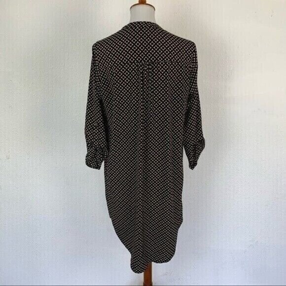 41 Hawthorn Medium Brown Beige Geometric Print Tunic Dress Made In USA - Picture 5 of 8